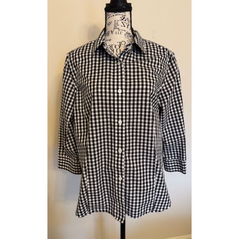Women's Jones New York black and white check shirt - size Large